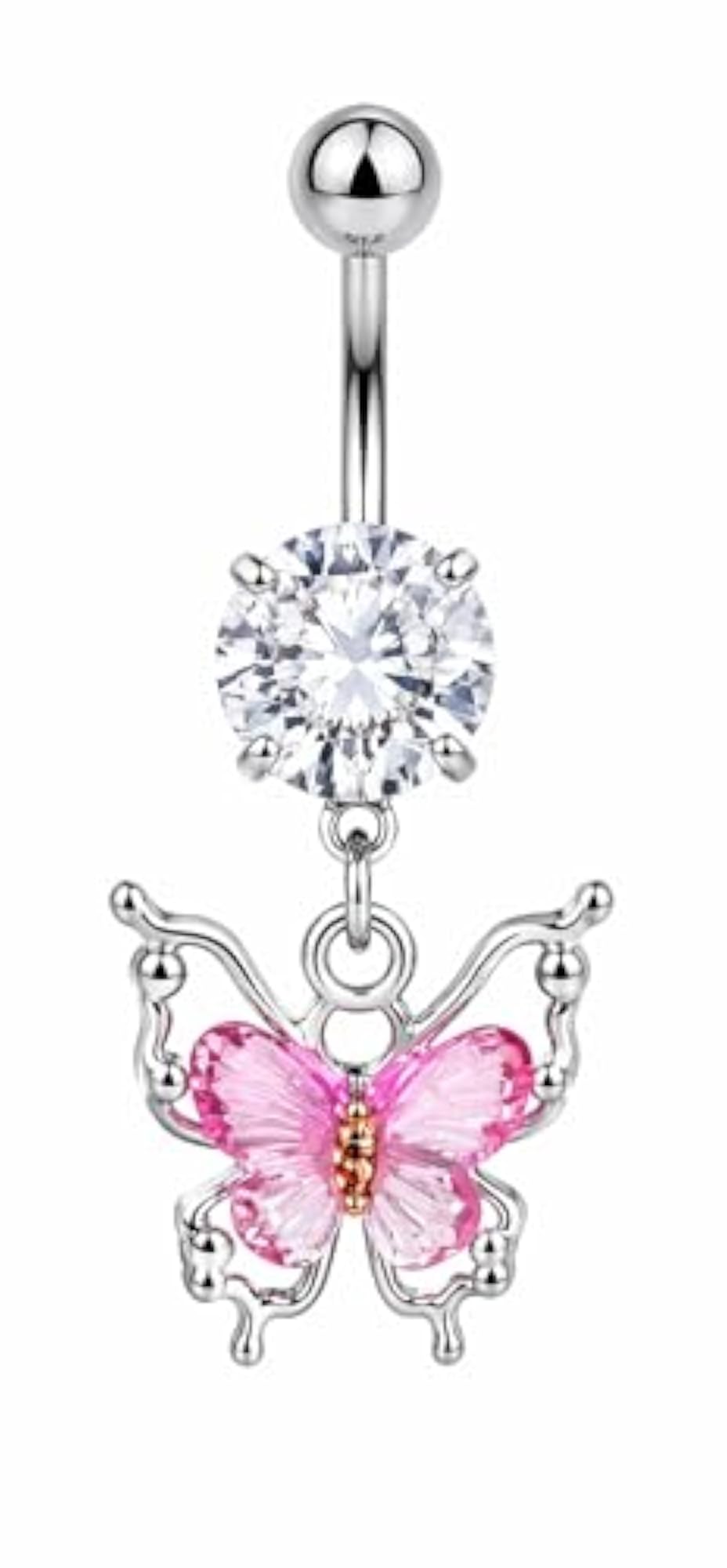 Women's Stainless Steel Hanging Style Butterfly Belly Button Stud